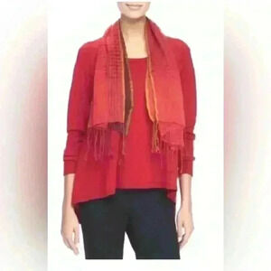 Eileen Fisher high low 100% wool classic holiday minimalist sweater sz LG ￼